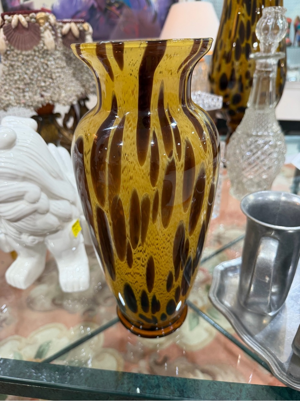 Vintage Blown Maestri Vetrai Murano Art Glass Tall Vase 12.5”